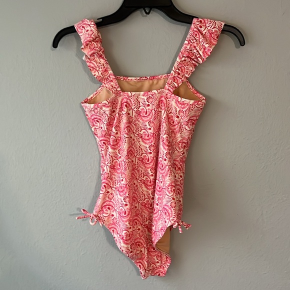 Crewcuts girls pink paisley ruffle one piece size 14 - Picture 5 of 7